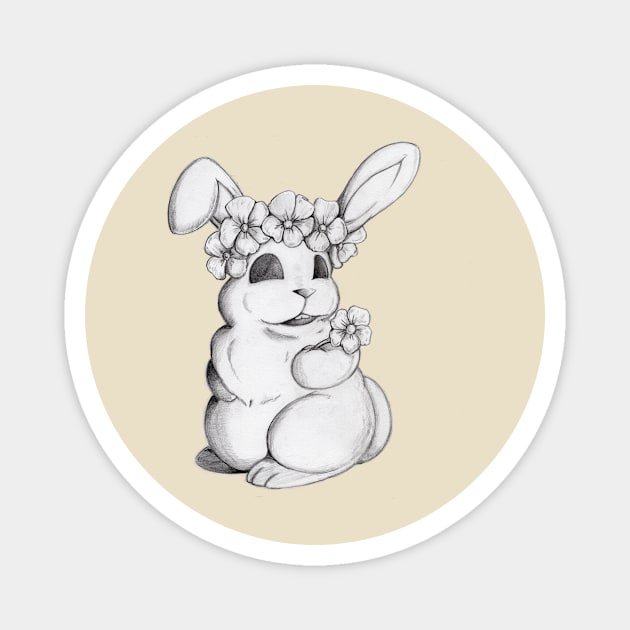 Bunny With Crown of Flowers Magnet by Ferrell